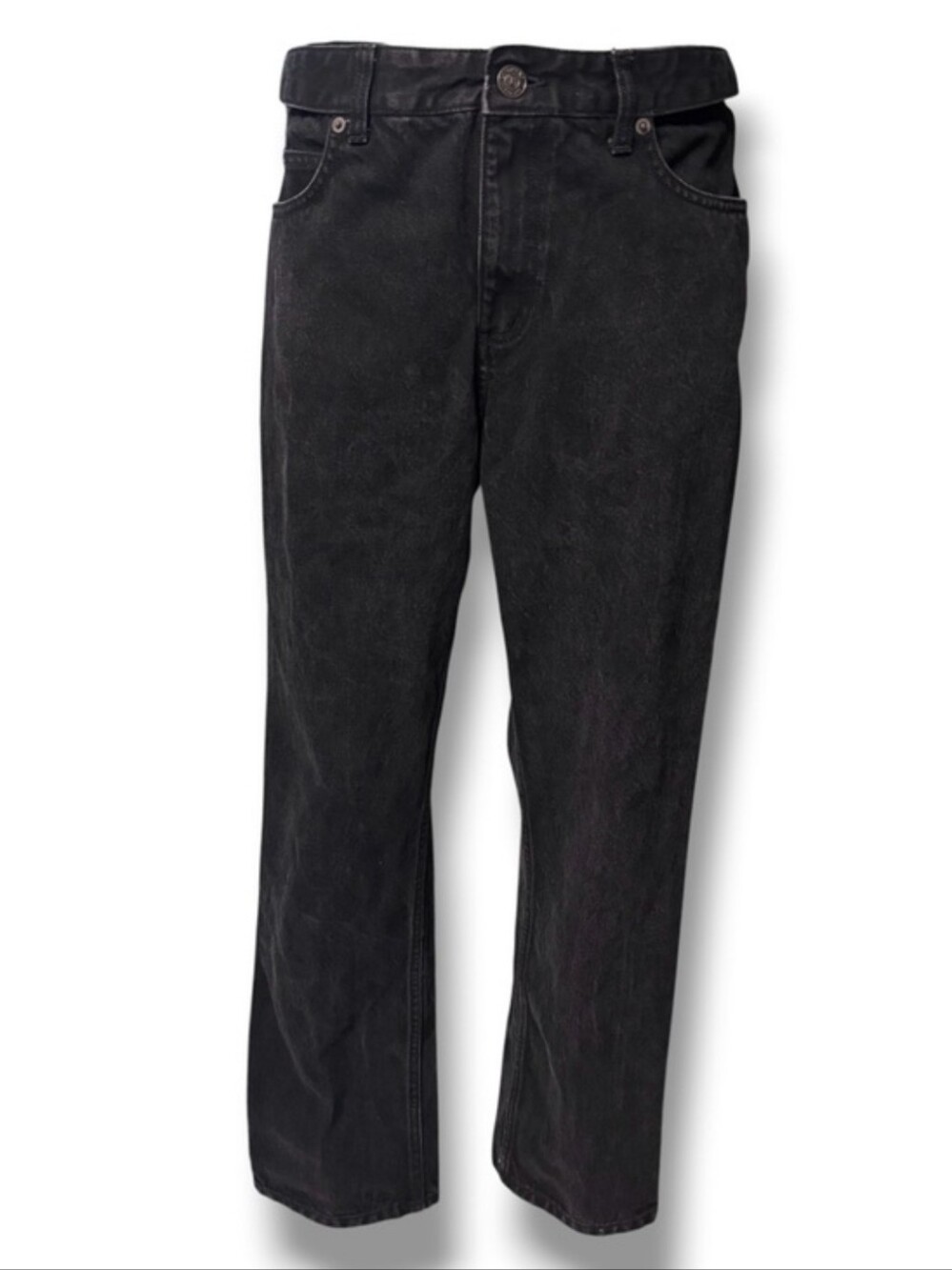 LANDS’ END Black Straight Leg Denim Jeans No Gap Waist Size 8P